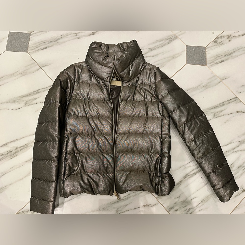 Herno Gold Shimmer Jacket Coat Puffer
